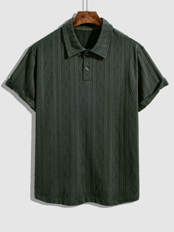 Men's vintage texture solid color lapel short-sleeved polo