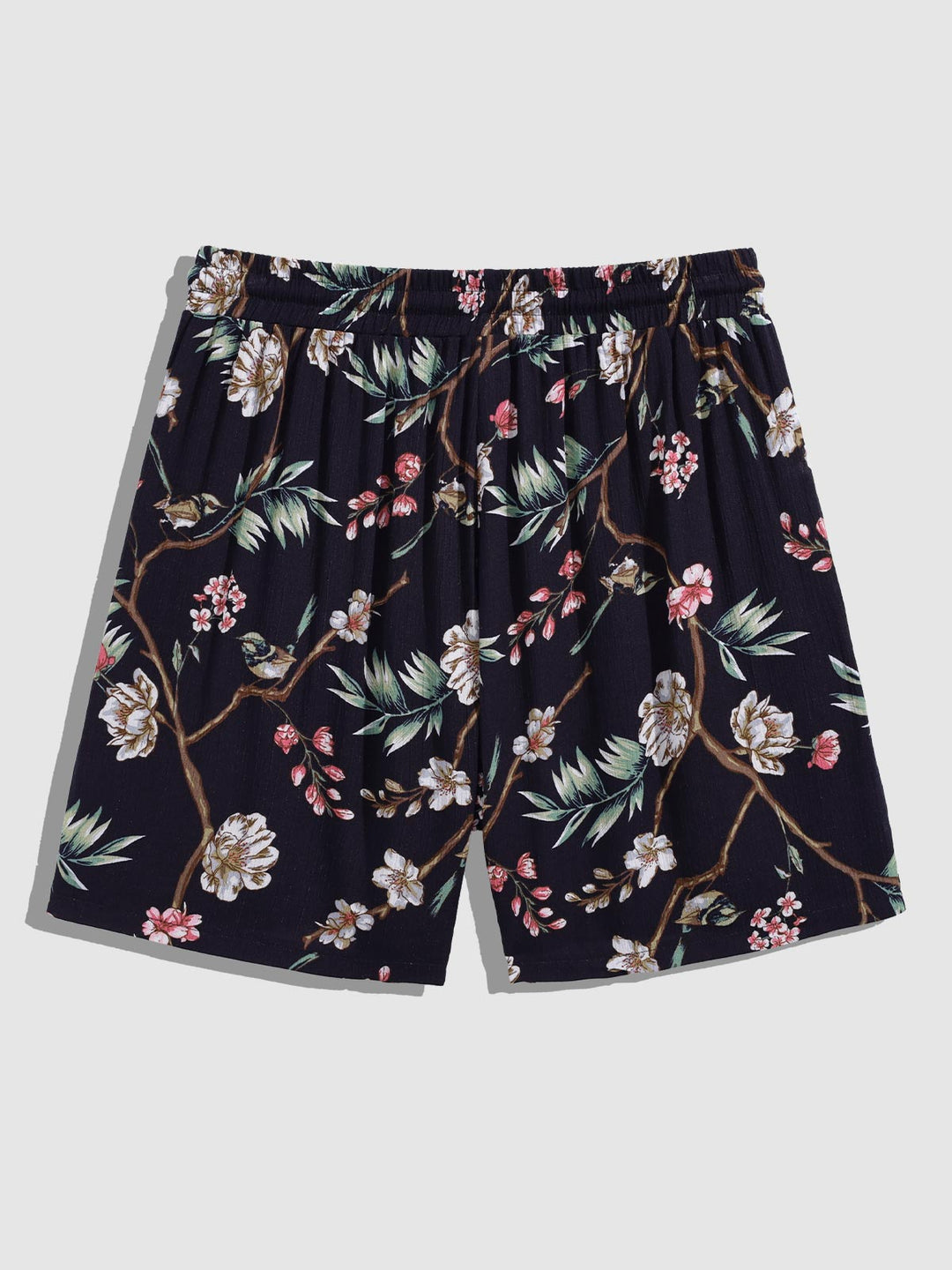 Men's Vintage Textured Floral Print Casual Shorts