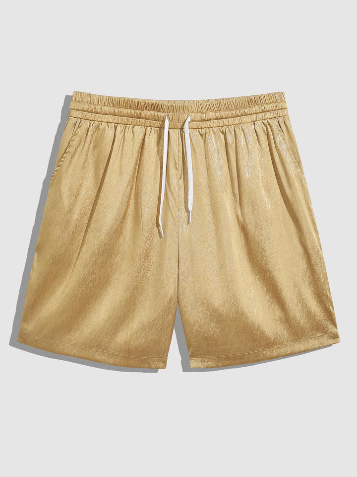 Men's satin texture solid color casual shorts