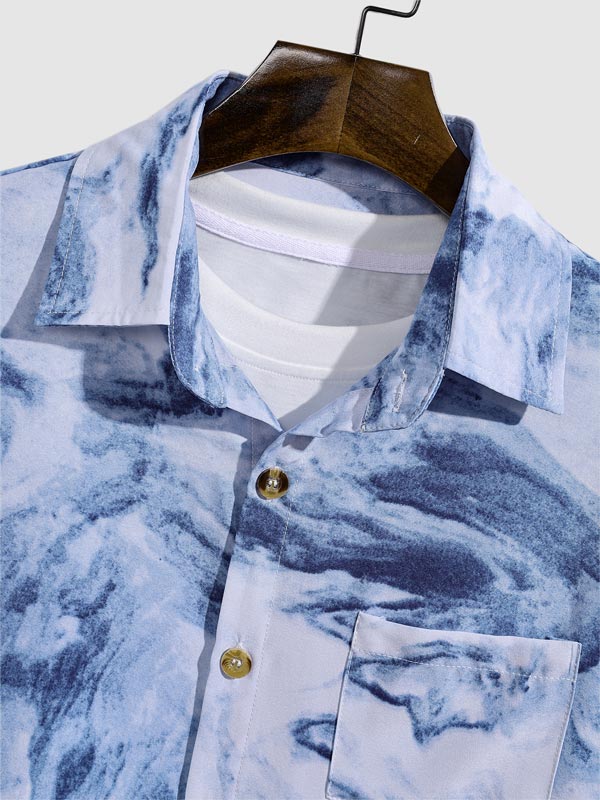 Men's gradient trendy  casual  short-sleeved shirt