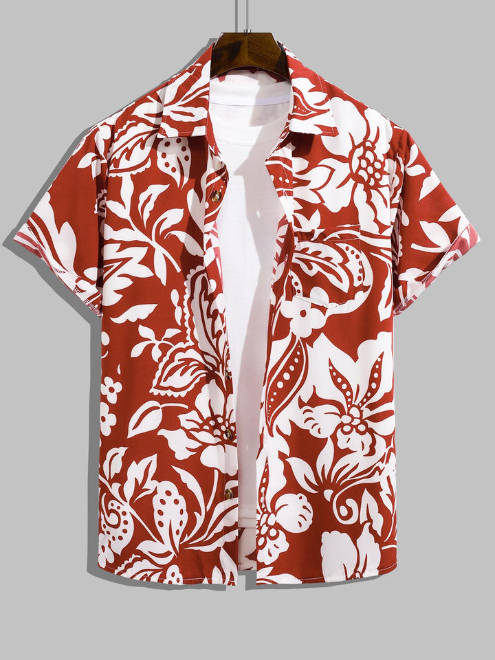 Men's Hawaiian Beach Style Floral Print Casual Short Sleeve Shirt