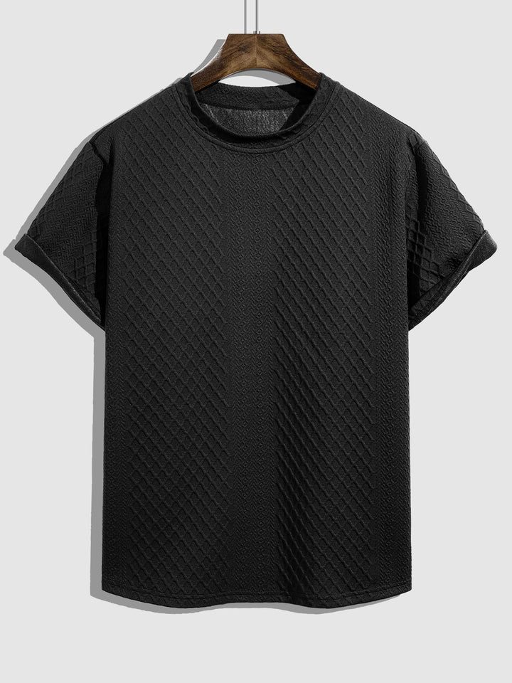 Men's geometric pattern round neck short sleeved T-shirt