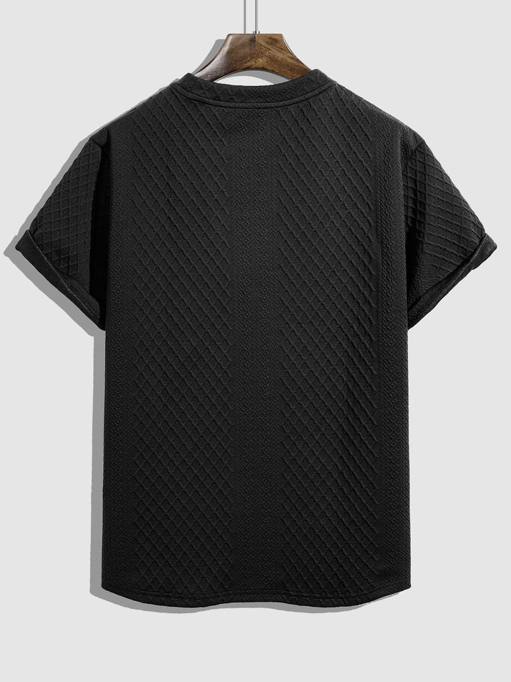 Men's geometric pattern round neck short sleeved T-shirt