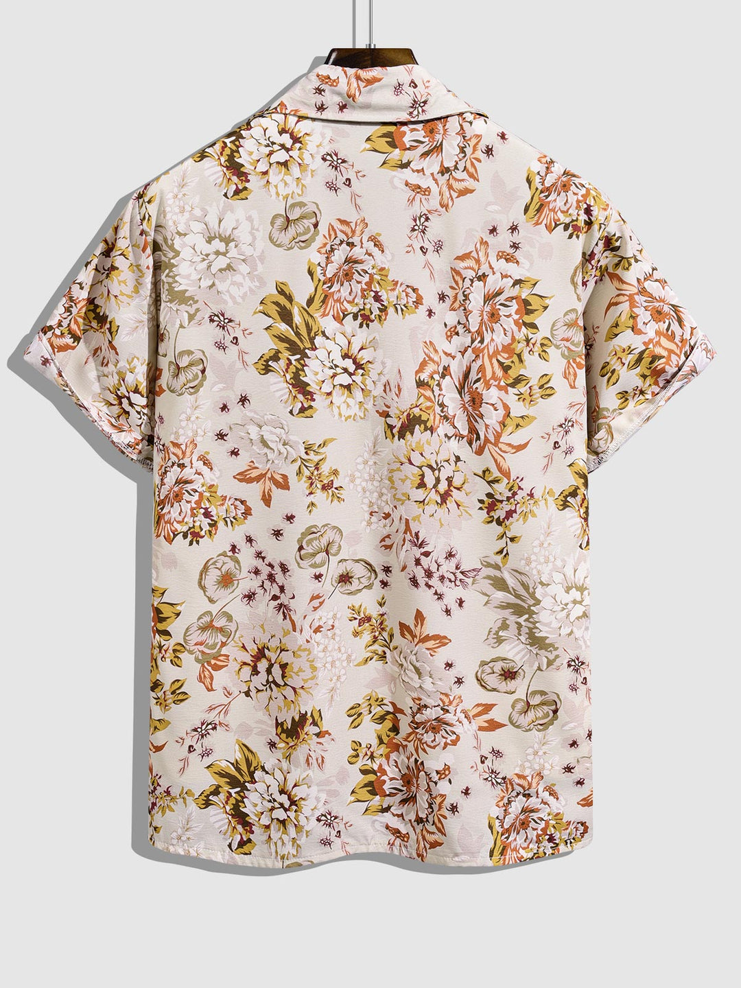 Men's floral print retro skin-friendly casual short-sleeved shirt