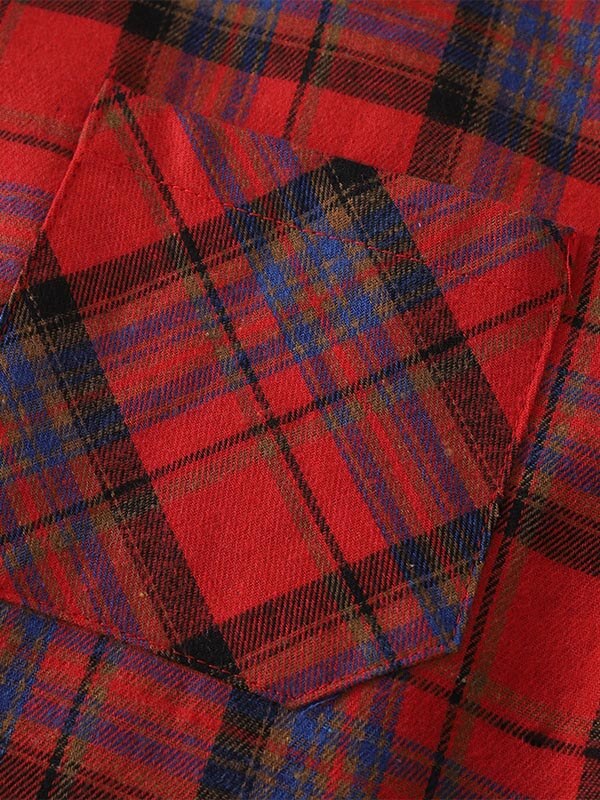 Men's Classic Red Plaid Fleece-lined Thermal Shirt Jacket