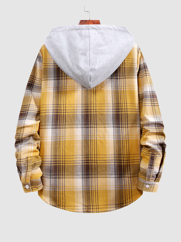 Men's plaid hooded thin hooded shirt