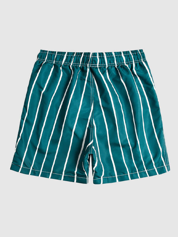 Men's Classic Striped Double-Layer Mesh Beach Swim Shorts