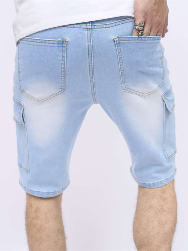 Men  Flap Pocket Side Denim Shorts