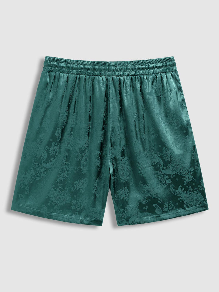 Men's Satin Paisley Solid Color Casual Shorts