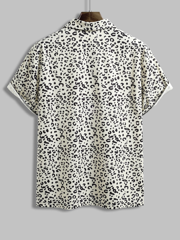 Men's leopard print corduroy short sleeve polo