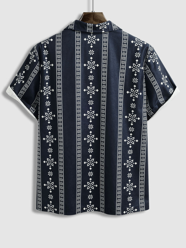 Men's Vintage Printed Corduroy Short Sleeve Polo