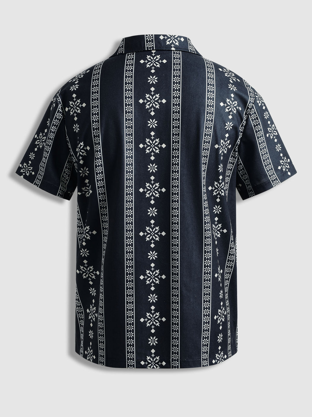 Men's Vintage Printed Corduroy Short Sleeve Polo