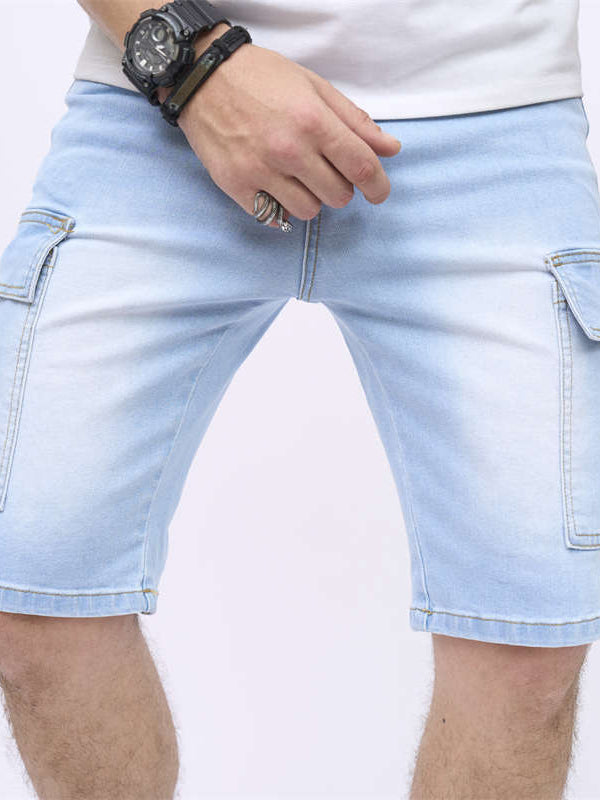 Men  Flap Pocket Side Denim Shorts