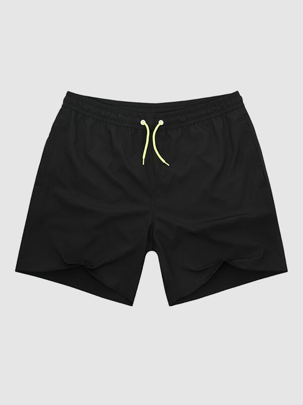 Men's Solid Color Double Layer Drawstring Quick-Drying Beach Swimming Shorts