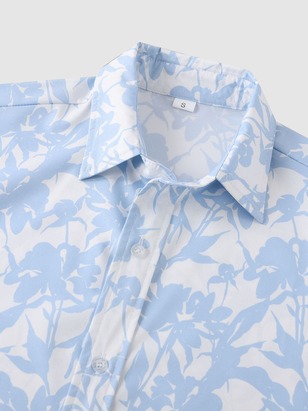 Men's Botanical Print Buttoned Casual Short Sleeve Shirt