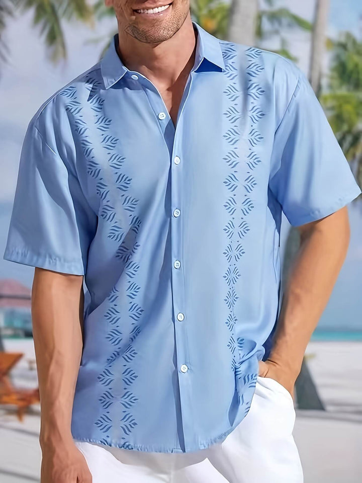 Men's Hawaiian Print Beach Resort Short Sleeve Shirt