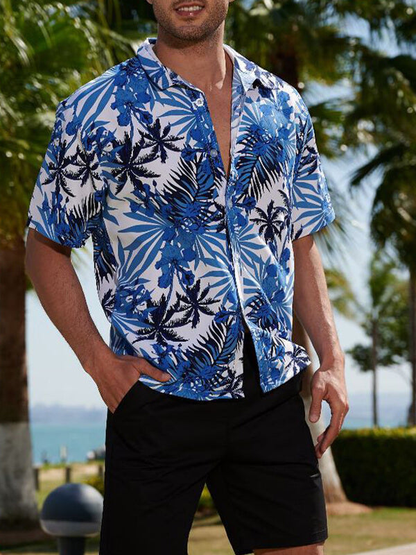 Men's Hawaiian Print Casual Resort Style Short Sleeve Shirt