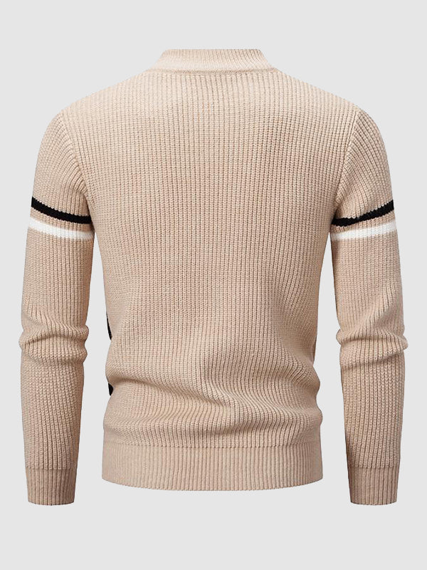 Men's ColorBlock Stand Collar Crew Neck Sweater