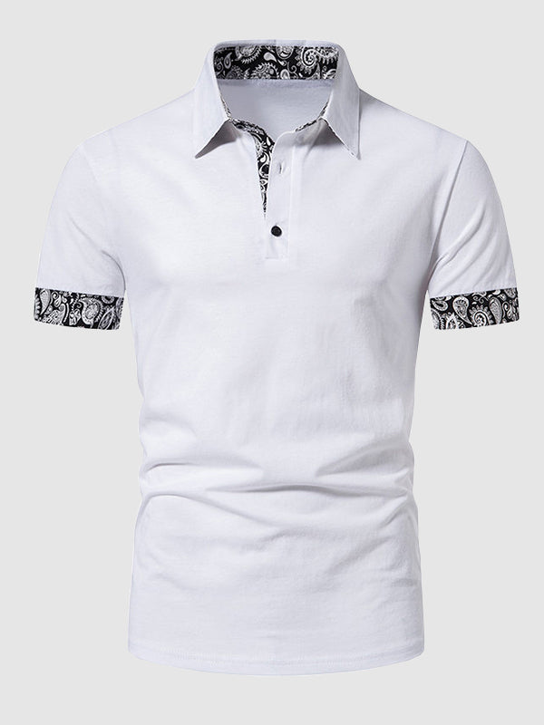 Men's Paisley Color Block Business Casual POLO