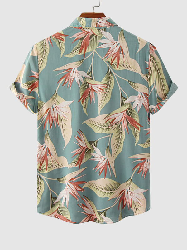 Men's Hawaiian Floral Print Resort Short Sleeve Shirt and Shorts Set