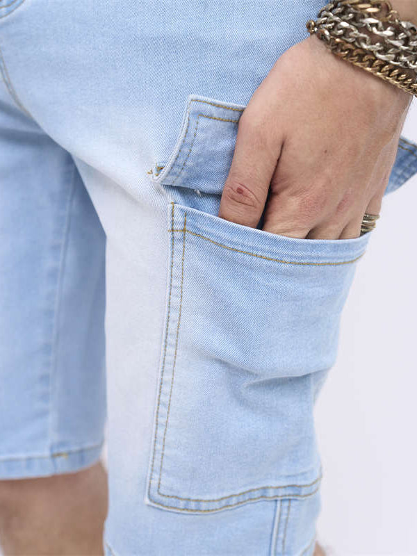 Men  Flap Pocket Side Denim Shorts