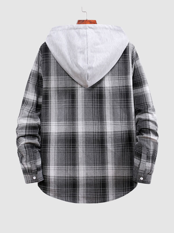 Men's plaid hooded thin hooded shirt