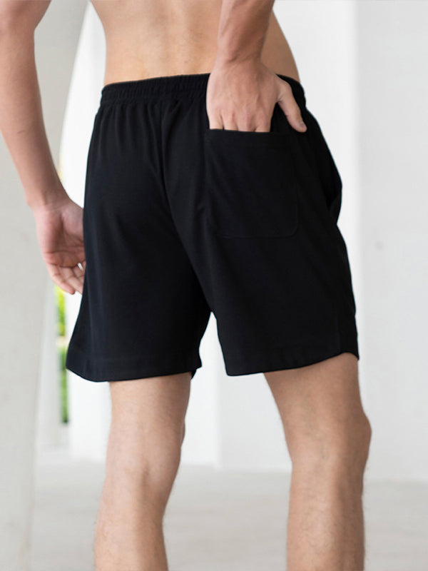 Men's Solid Color Waffle Drawstring Elastic Waist Casual Shorts