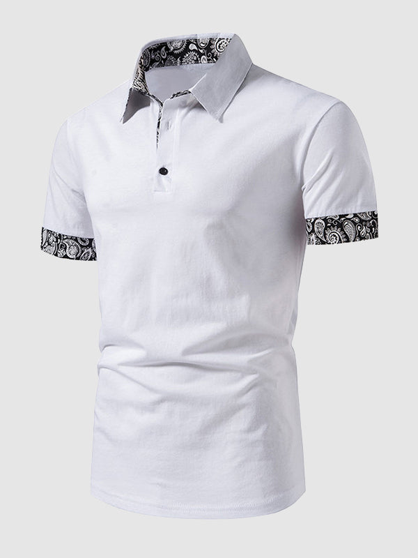 Men's Paisley Color Block Business Casual POLO