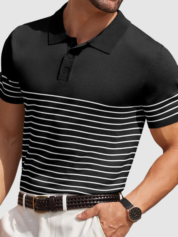 Men's Striped Knitted Business Casual POLO