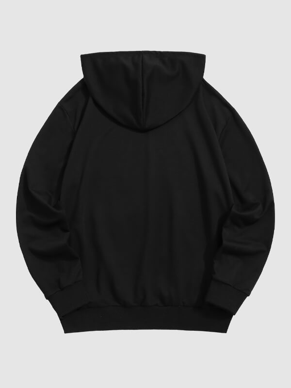 Men's solid color basic drawstring hoodie