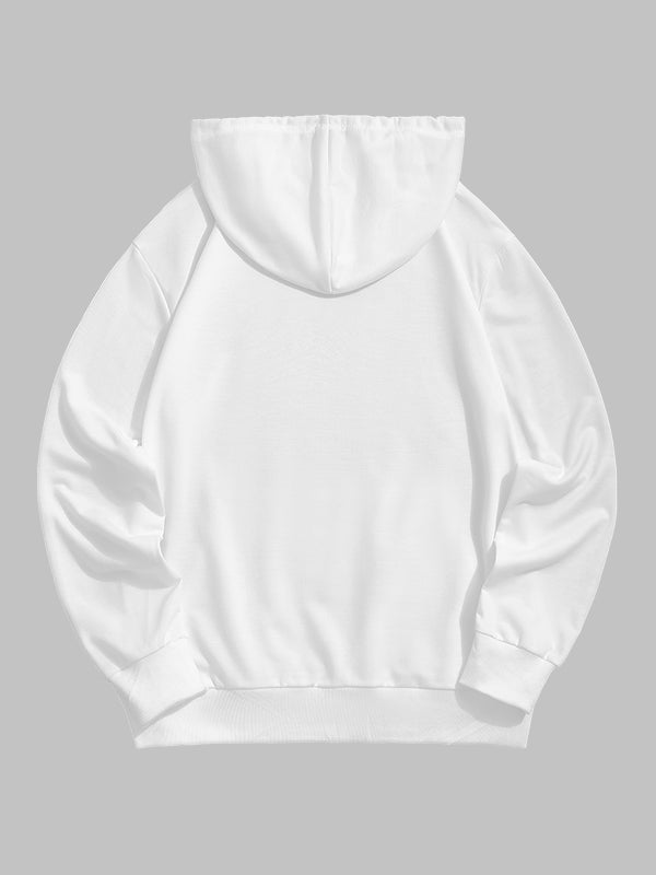 Men's solid color basic drawstring hoodie