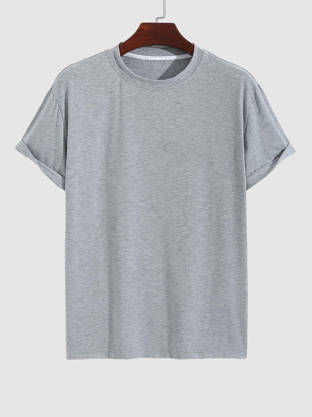 Men's solid color basic casual round neck short-sleeved T-shirt