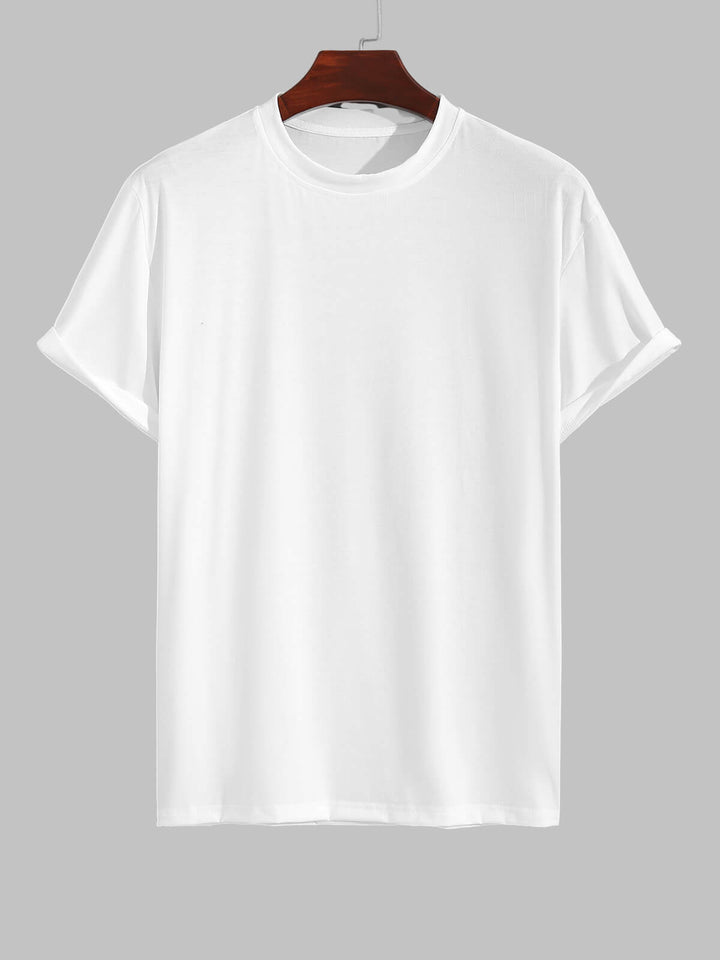 Men's solid color basic casual round neck short-sleeved T-shirt