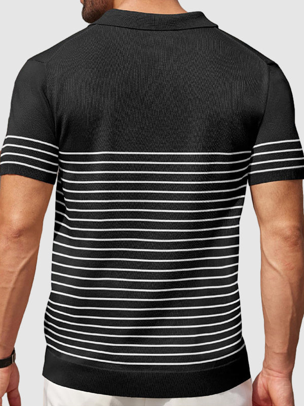 Men's Striped Knitted Business Casual POLO