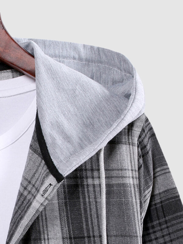 Men's plaid hooded thin hooded shirt