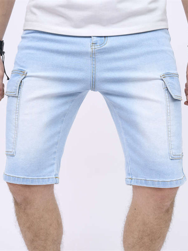 Men  Flap Pocket Side Denim Shorts