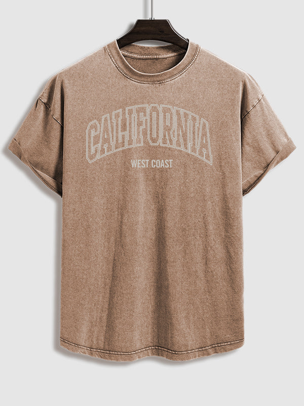 Men's "CALIFORNIA" letter print casual short-sleeved T-shirt