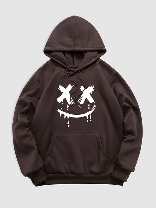 Men's Demon Smiley Face Print Hoodie