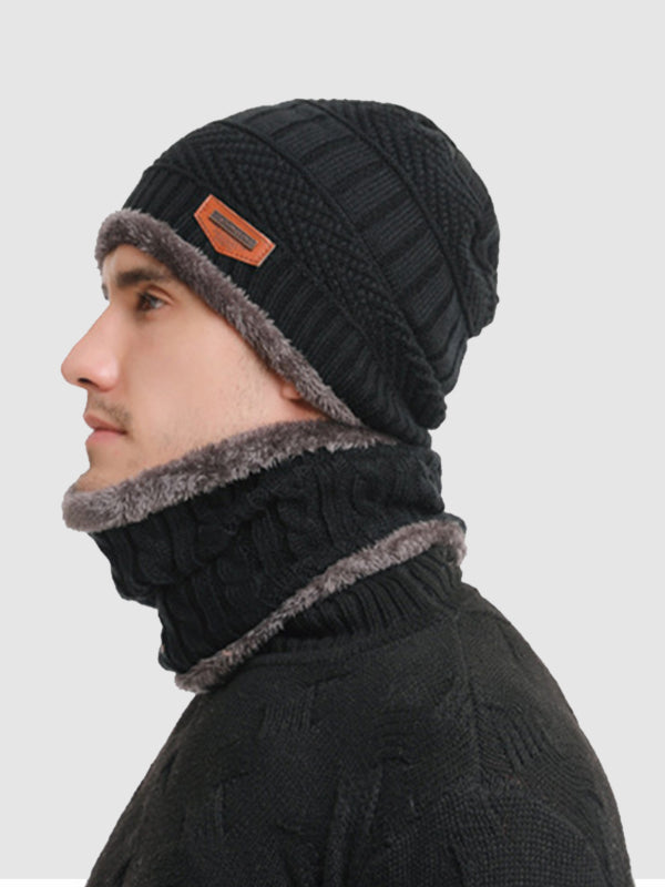 Men's Knitted  Matching Integrated Hat