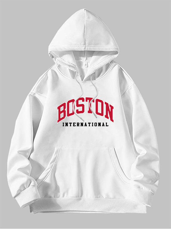 Men's "BOSTON" letter print hoodie