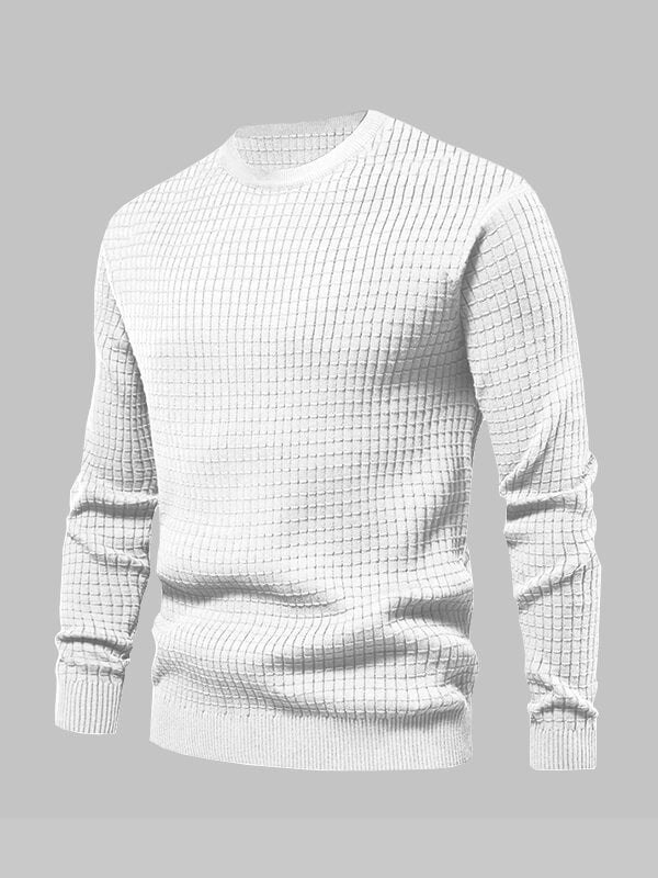 Men's waffle texture solid color casual sweatshirt