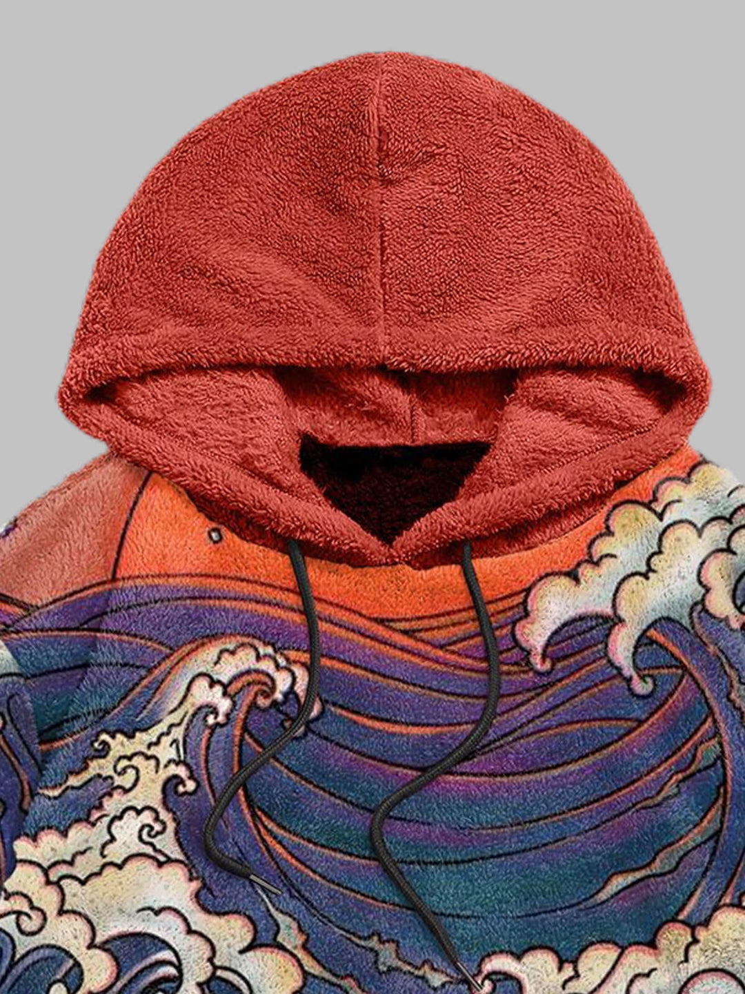 Men's Wave Print Fleece Hoodie