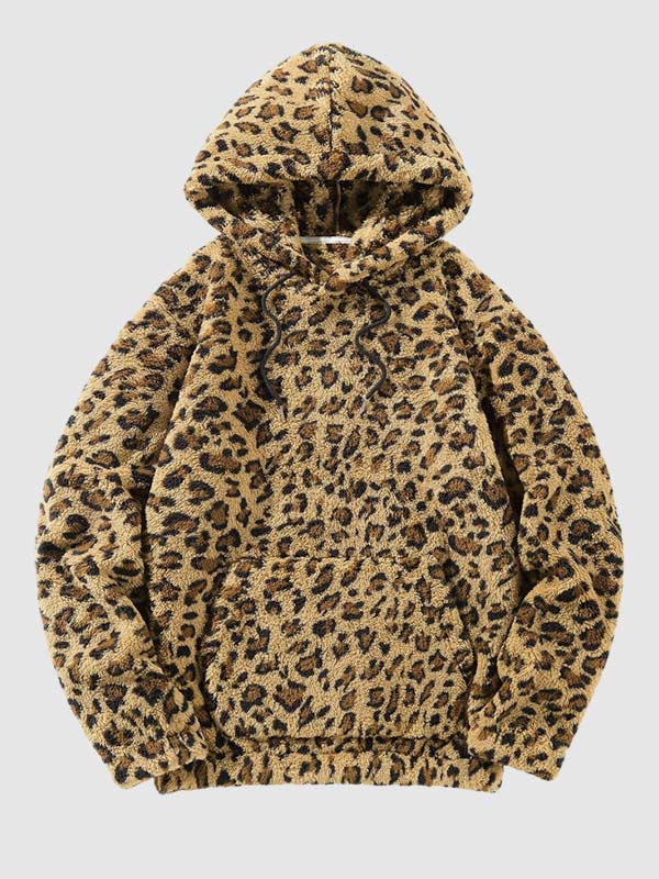 Men's Leopard Fleece Hooded Sweatshirt