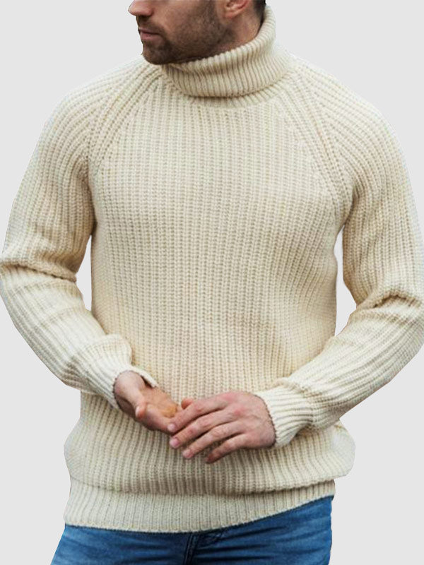 Men's loose long sleeve pullover turtleneck sweater