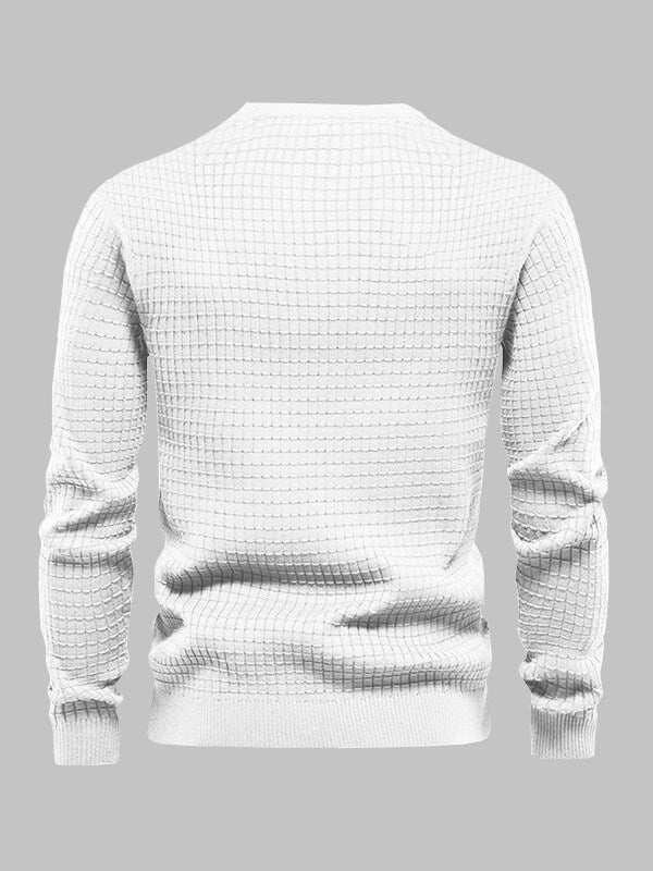 Men's waffle texture solid color casual sweatshirt