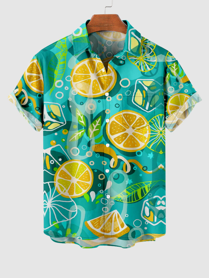 Men's Hawaiian 3D Fruit Print Beach Casual Short Sleeve Shirt