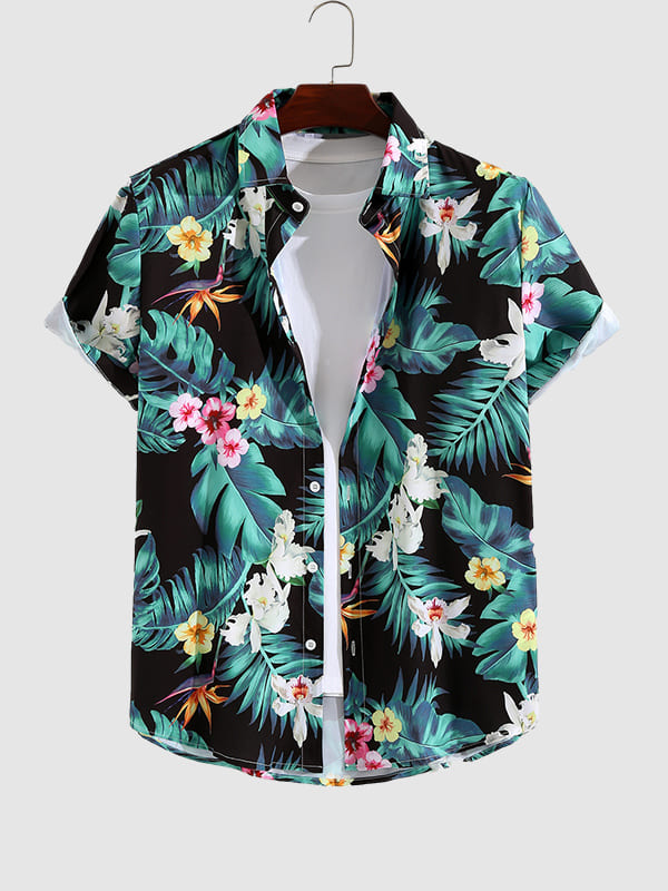 Men's Casual Print Floral Resort Style Short Sleeve Shirt