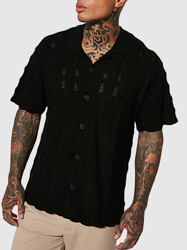 Men's Street Style Sexy Knit Short Sleeve crochet Shirt