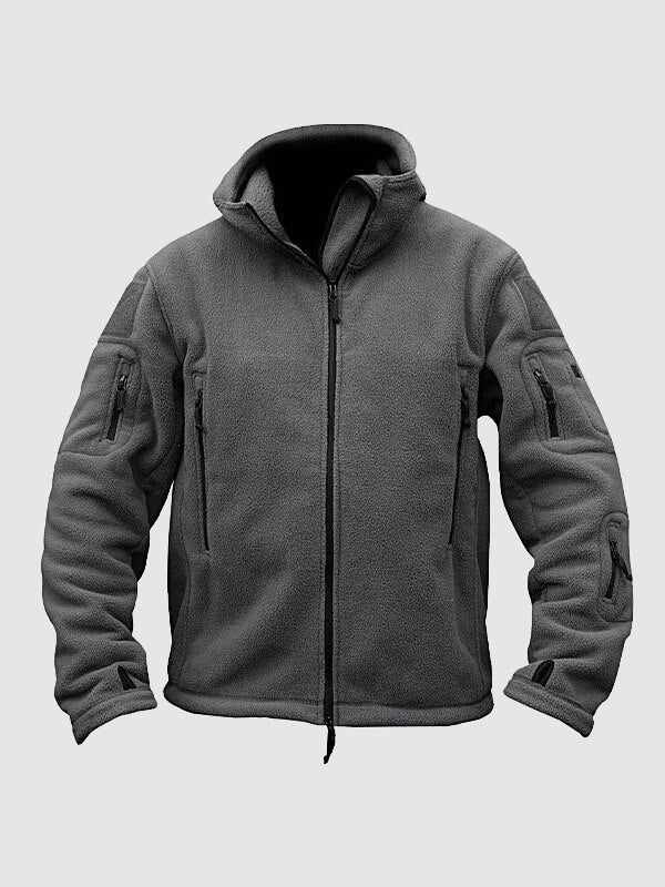 Men's Thermal Fleece Pocket Hooded Zip Jacket