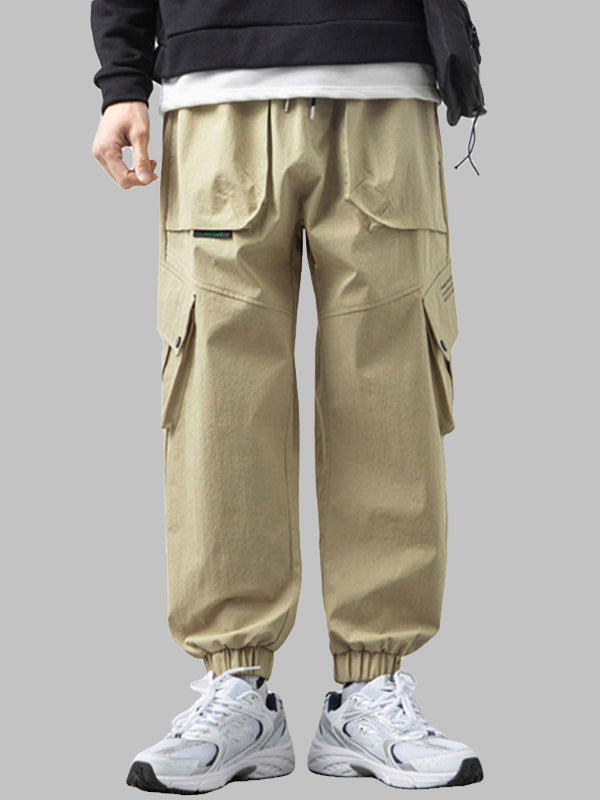 Men's Flap Pocket Drawstring Elastic Waist Streetwear Casual